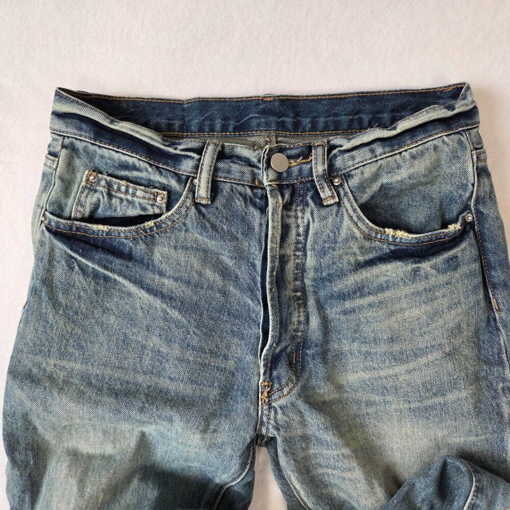 Mnml Angel Jeans Mens Size 28 Waist Streetwear Straight Leg Cuffed 100% Cotton - Picture 2 of 12